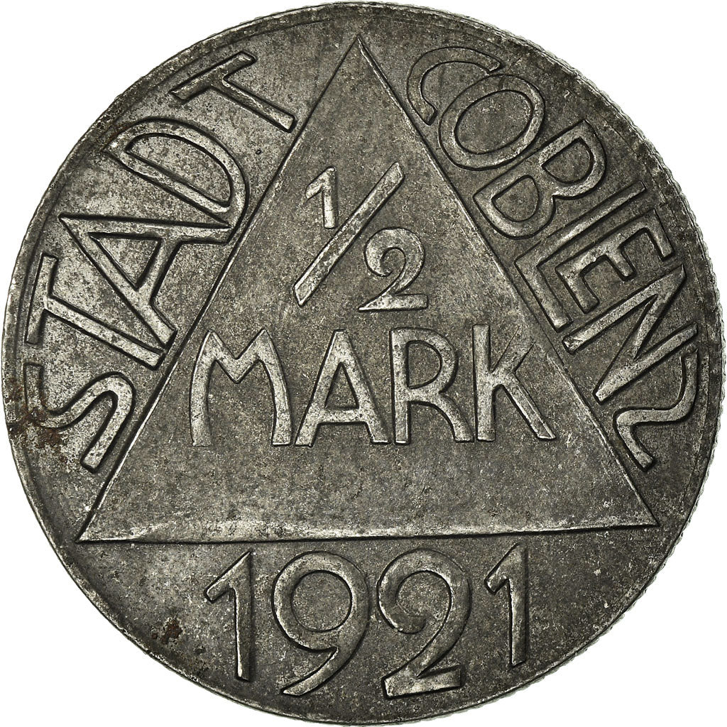 Monnaie, Allemagne, Stadt Coblenz, Coblenz, 1/2 Mark, 1921, TTB, Nickel Plated