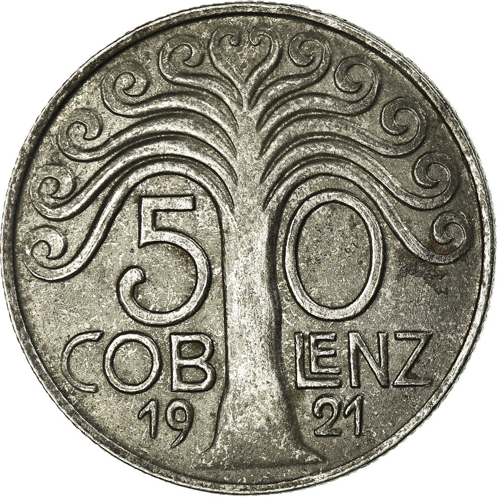 Coin, Germany, Stadt Coblenz, Coblenz, 50 Pfennig, 1921, EF(40-45), Nickel