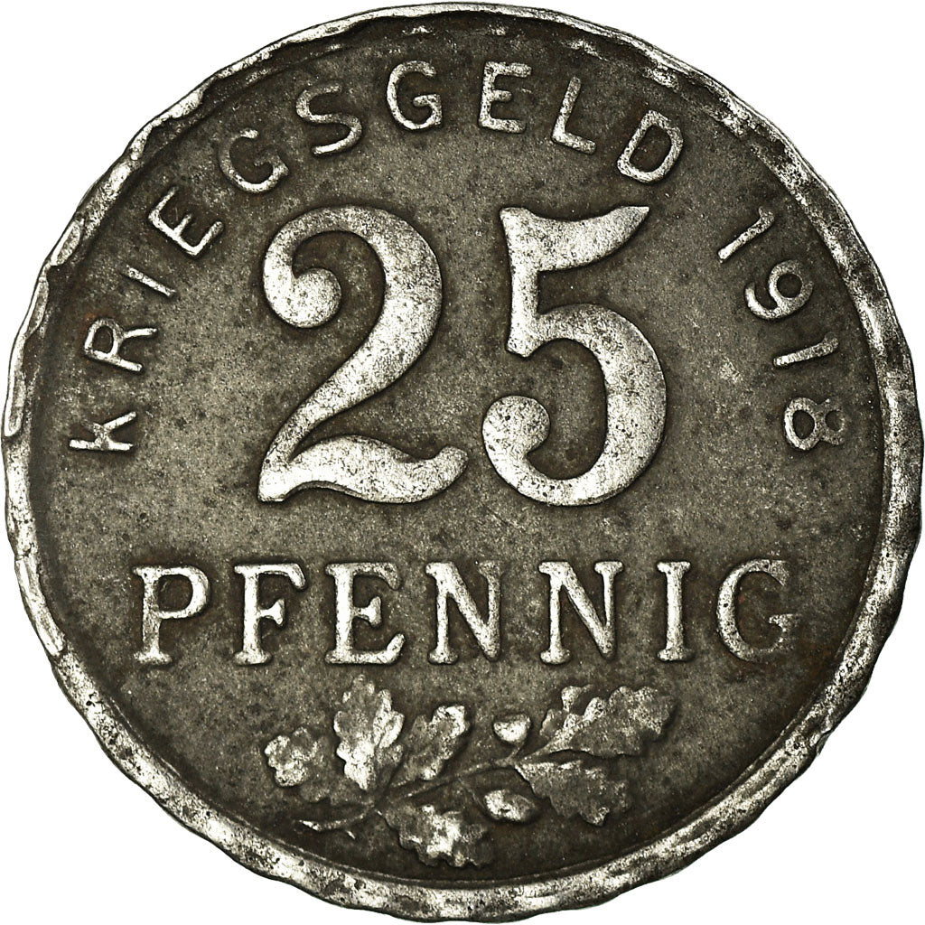 Coin, Germany, Gelsenkirchen-Land, Hattingen-Kreis, Bochum, 25 Pfennig, 1918
