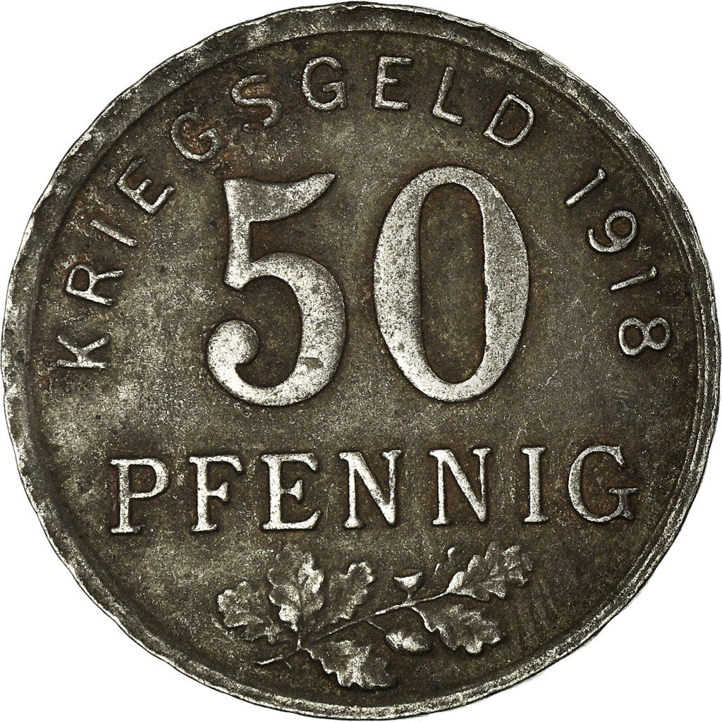 Moneta, Germania, Gelsenkirchen-Land, Hattingen-Kreis, Bochum, 50 Pfennig, 1918