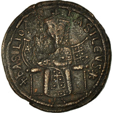 Moneda, Basil I, Follis, 879-886, Constantinople, BC+, Cobre, Sear:1709