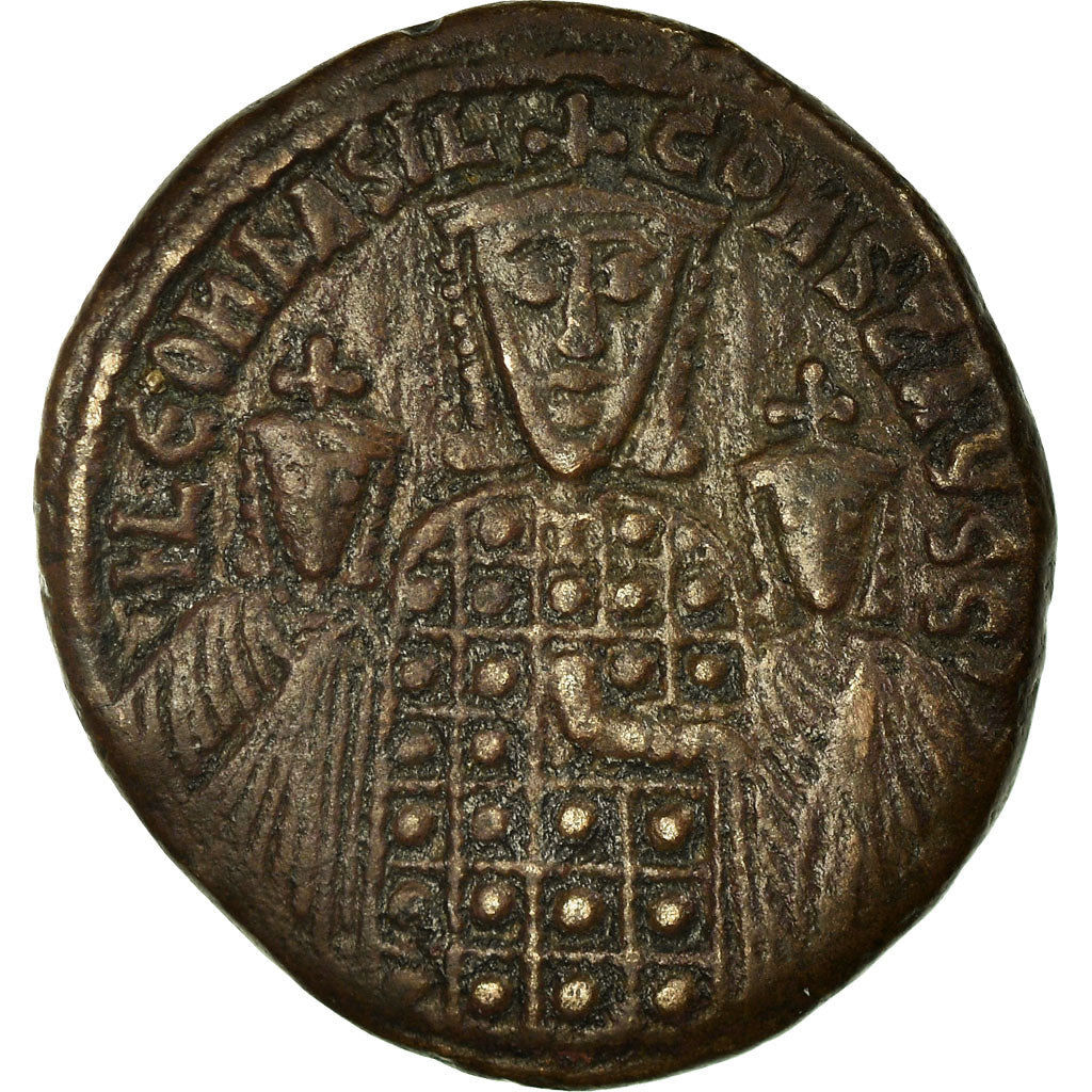 Coin, Basil I, Follis, 870-879, Constantinople, EF(40-45), Copper, Sear:1712