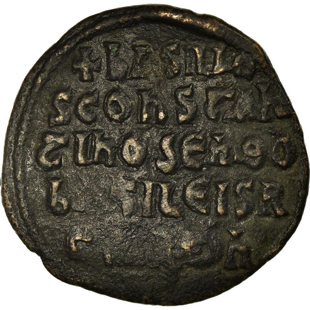 Moneta, Basil I, Follis, 868-870, Constantinople, BB, Rame, Sear:1721