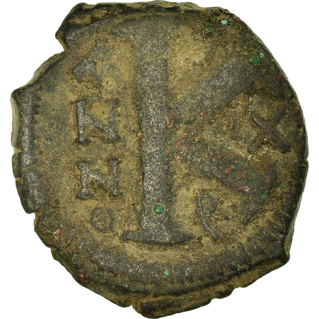 Coin, Justin II, Half Follis, 573-574, Constantinople, VF(20-25), Copper