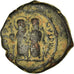 Münze, Justin II, Half Follis, 569-570, Thessalonica, S+, Kupfer, Sear:365