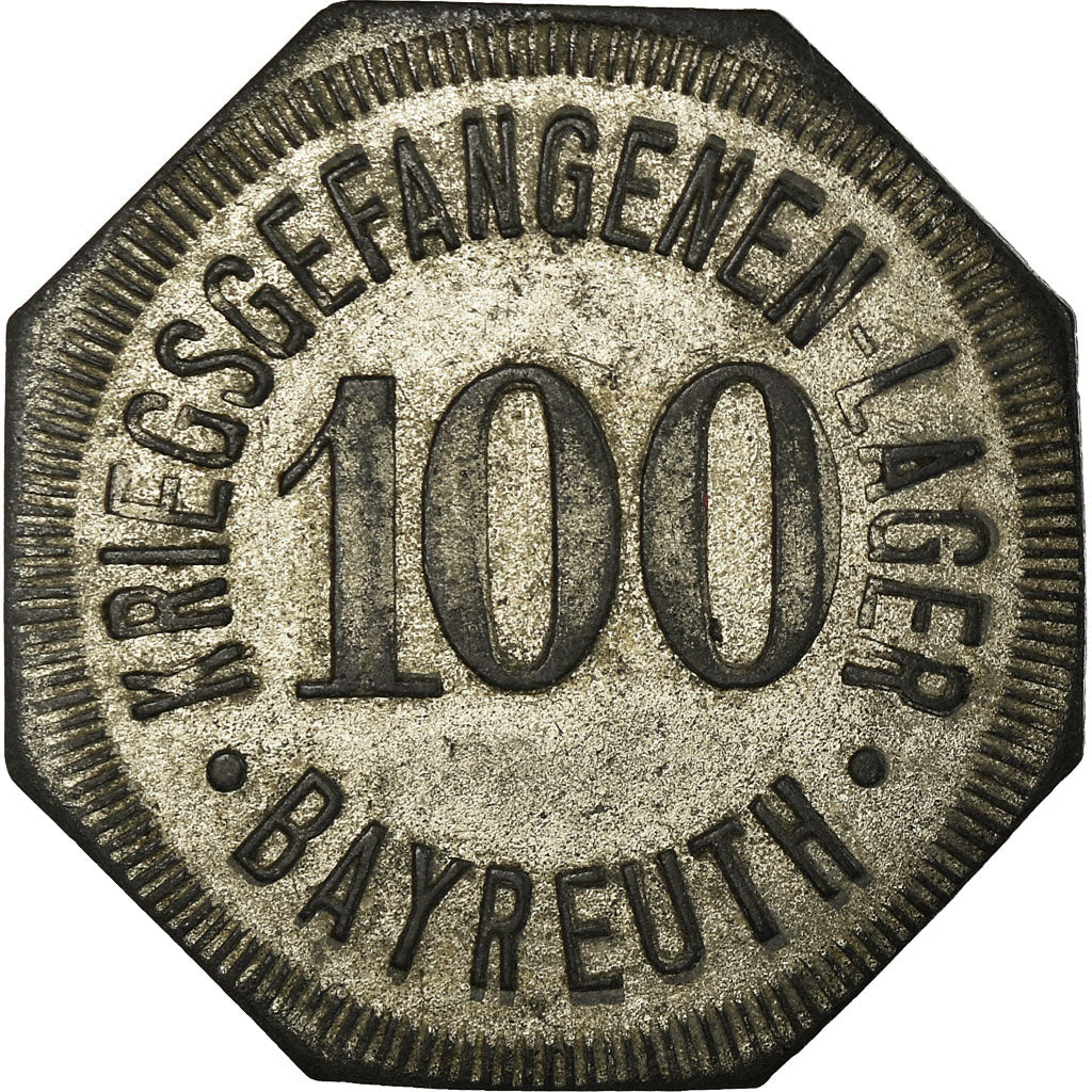 Monnaie, Allemagne, Kriegsgefangenenlager, Bayreuth, 100 Pfennig, TTB, Zinc