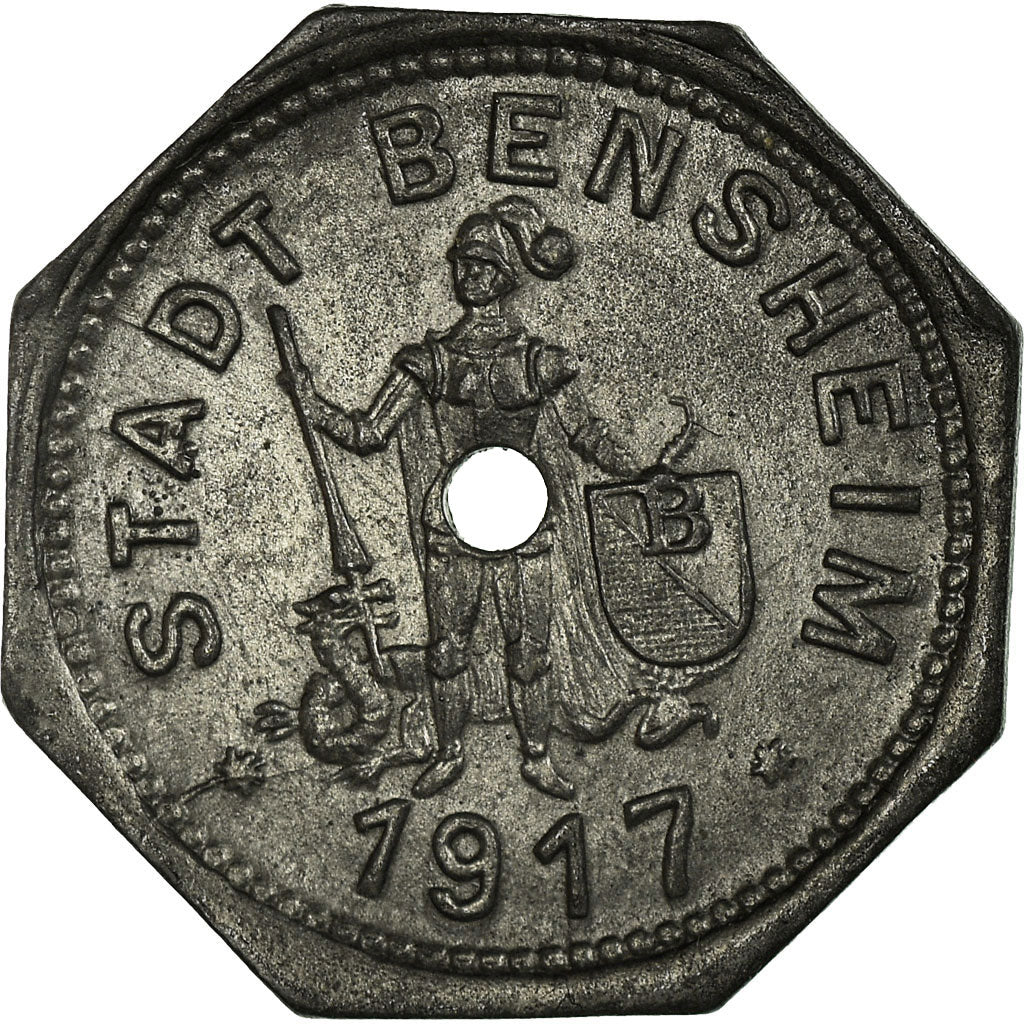 Monnaie, Allemagne, Stadt Bensheim, Kriegsmünze, Bensheim, 5 Pfennig, 1917