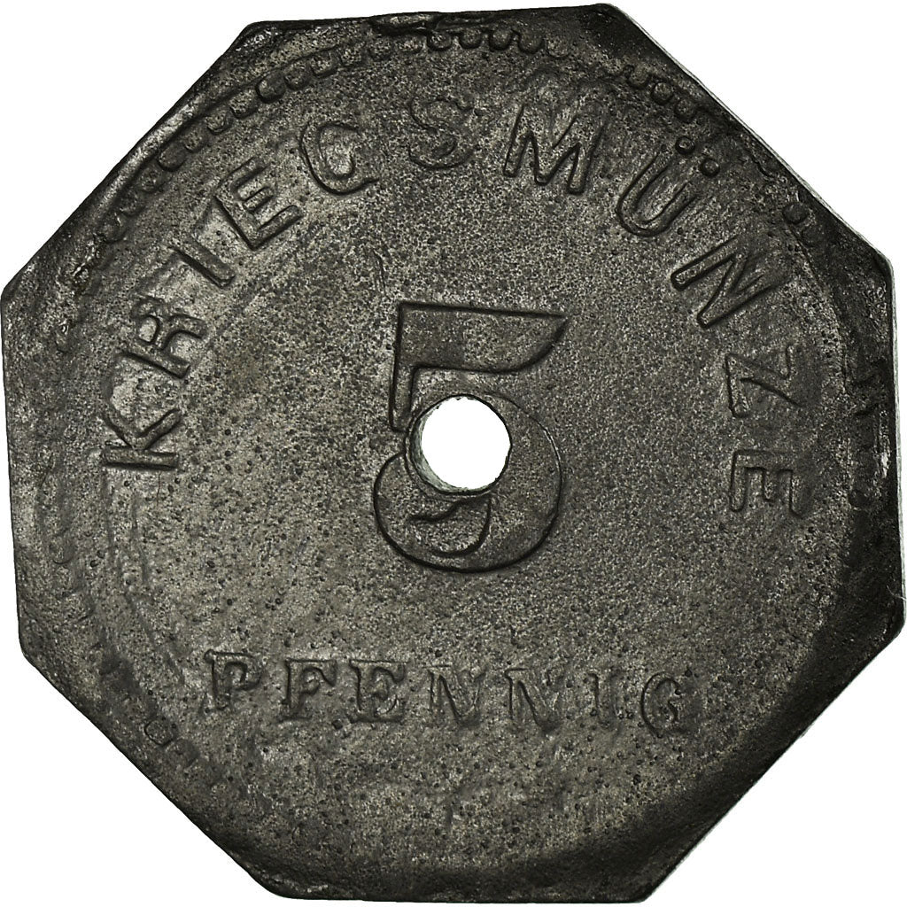 Monnaie, Allemagne, Stadt Bensheim, Kriegsmünze, Bensheim, 5 Pfennig, 1917