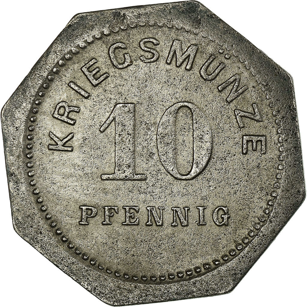 Moneta, Germania, Stadt Bensheim, Kriegsmünze, Bensheim, 10 Pfennig, 1917, BB+