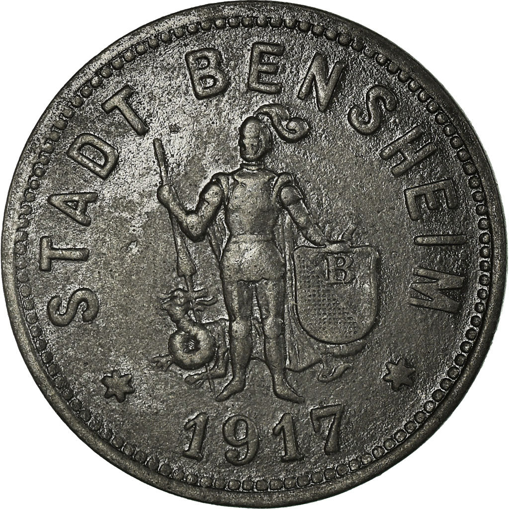 Monnaie, Allemagne, Stadt Bensheim, Kriegsmünze, Bensheim, 50 Pfennig, 1917