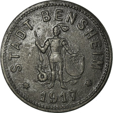Monnaie, Allemagne, Stadt Bensheim, Kriegsmünze, Bensheim, 50 Pfennig, 1917