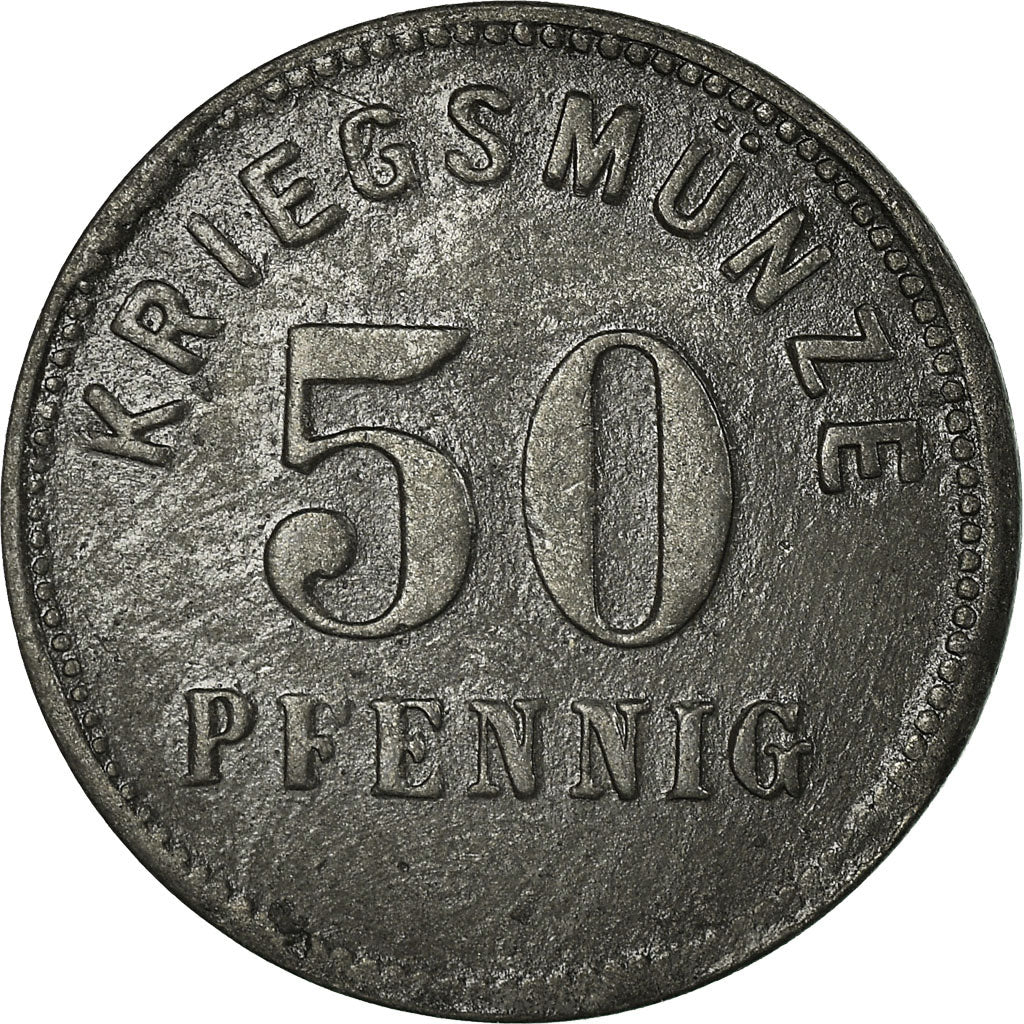 Monnaie, Allemagne, Stadt Bensheim, Kriegsmünze, Bensheim, 50 Pfennig, 1917