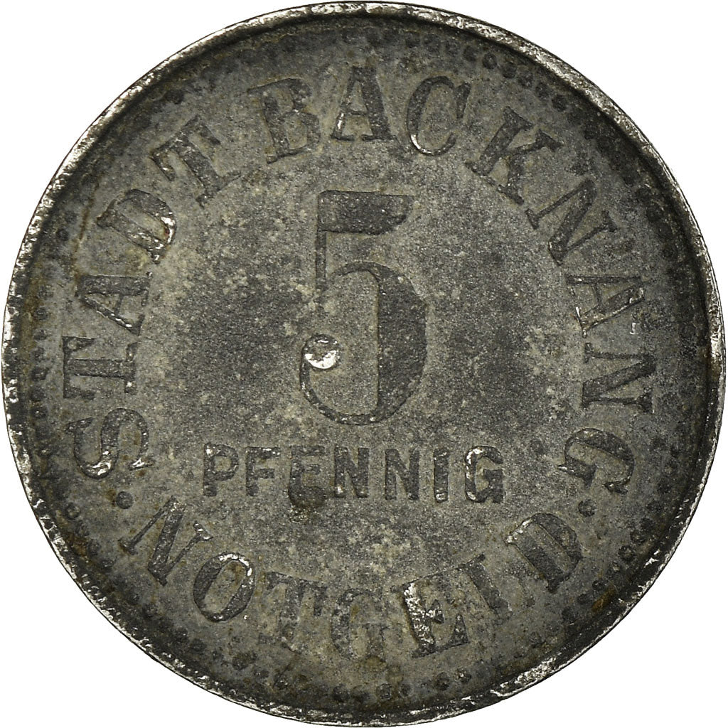 Coin, Germany, Stadt Backnang, Notgeld, Backnang, 5 Pfennig, EF(40-45), Iron