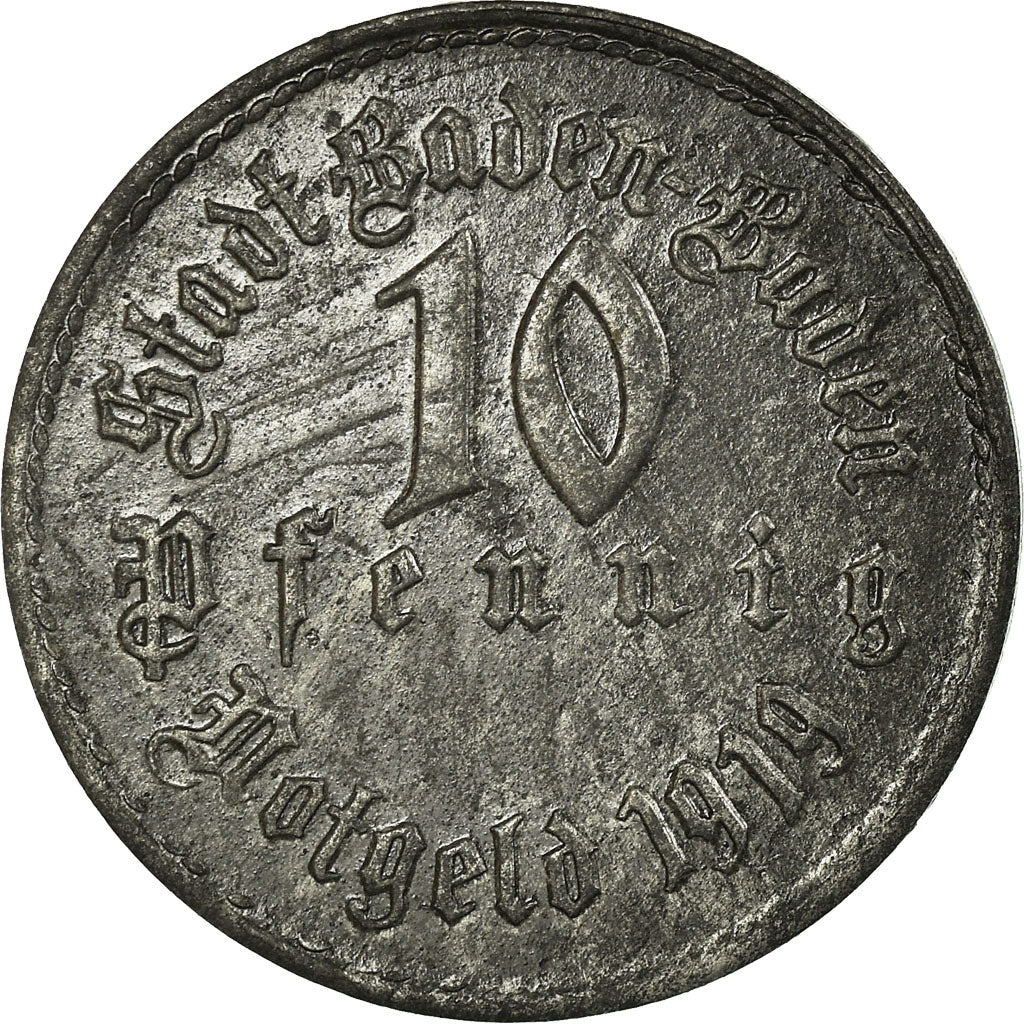 Moneta, Niemcy, Stadt Baden-Baden, Notgeld, Baden-Baden, 10 Pfennig, 1919