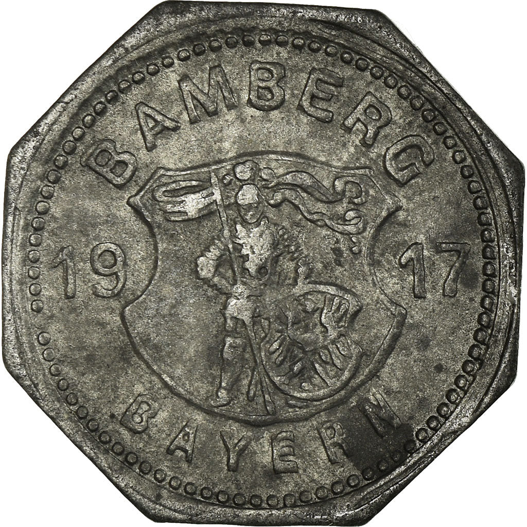 Coin, Germany, Kleingeldersatzmarke, Bamberg, 5 Pfennig, 1917, EF(40-45), Zinc
