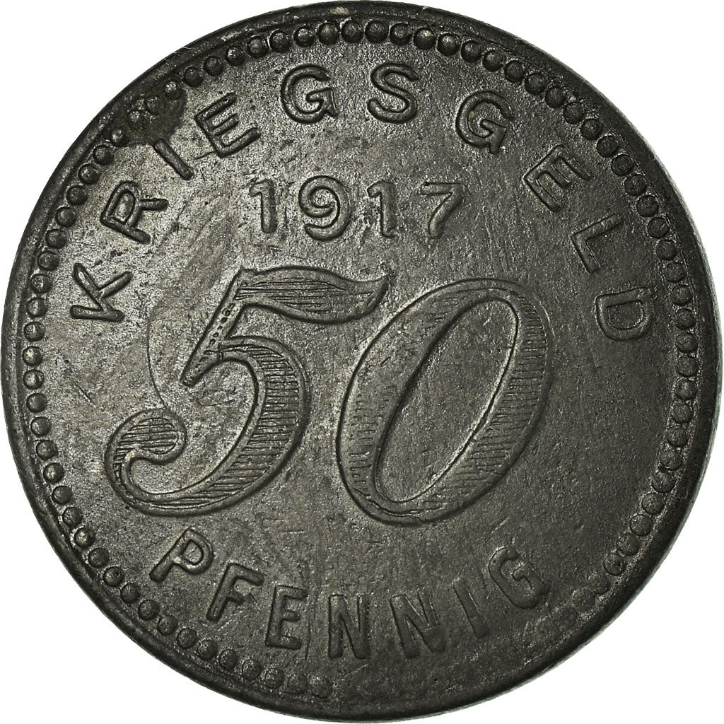 Munten, Duitsland, Stadt Barmen, Kriegsgeld, Barmen, 50 Pfennig, 1917, ZF+, Zinc