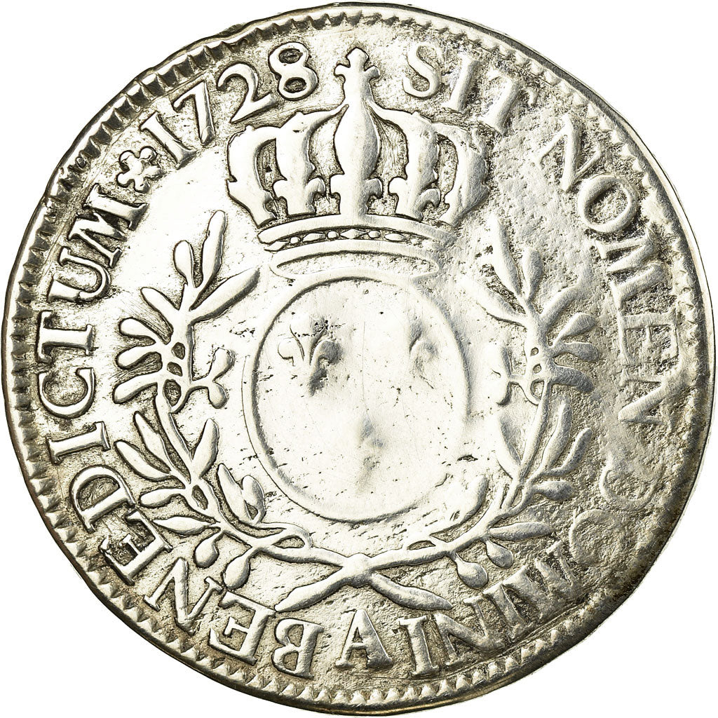 Moneta, Francja, Louis XV, Ecu aux branches d'olivier, 1728, Paris, F(12-15)