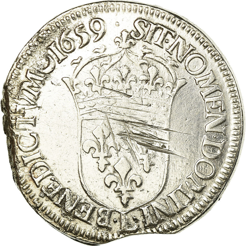 Monnaie, France, Louis XIV, 1/2 Écu à la mèche longue, 1659, Bayonne, TB