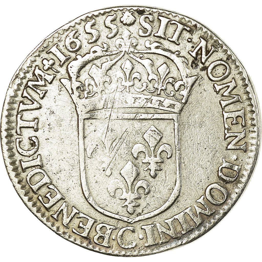 Munten, Frankrijk, Louis XIV, 1/2 Écu à la mèche longue, 1655, Saint Lô, FR