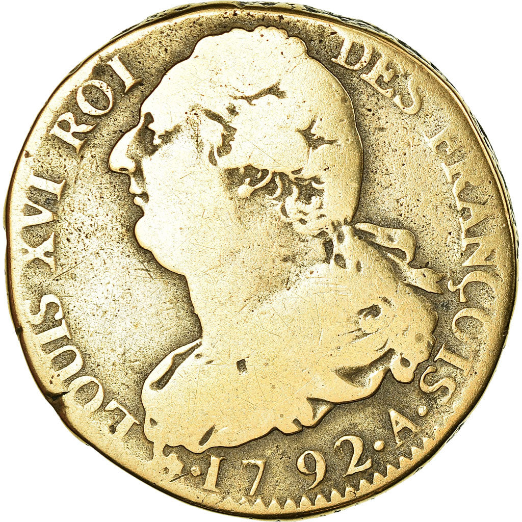 Moneda, Francia, Louis XVI, 2 Sols, 1792, Paris, BC+, Bronce, Gadoury:25