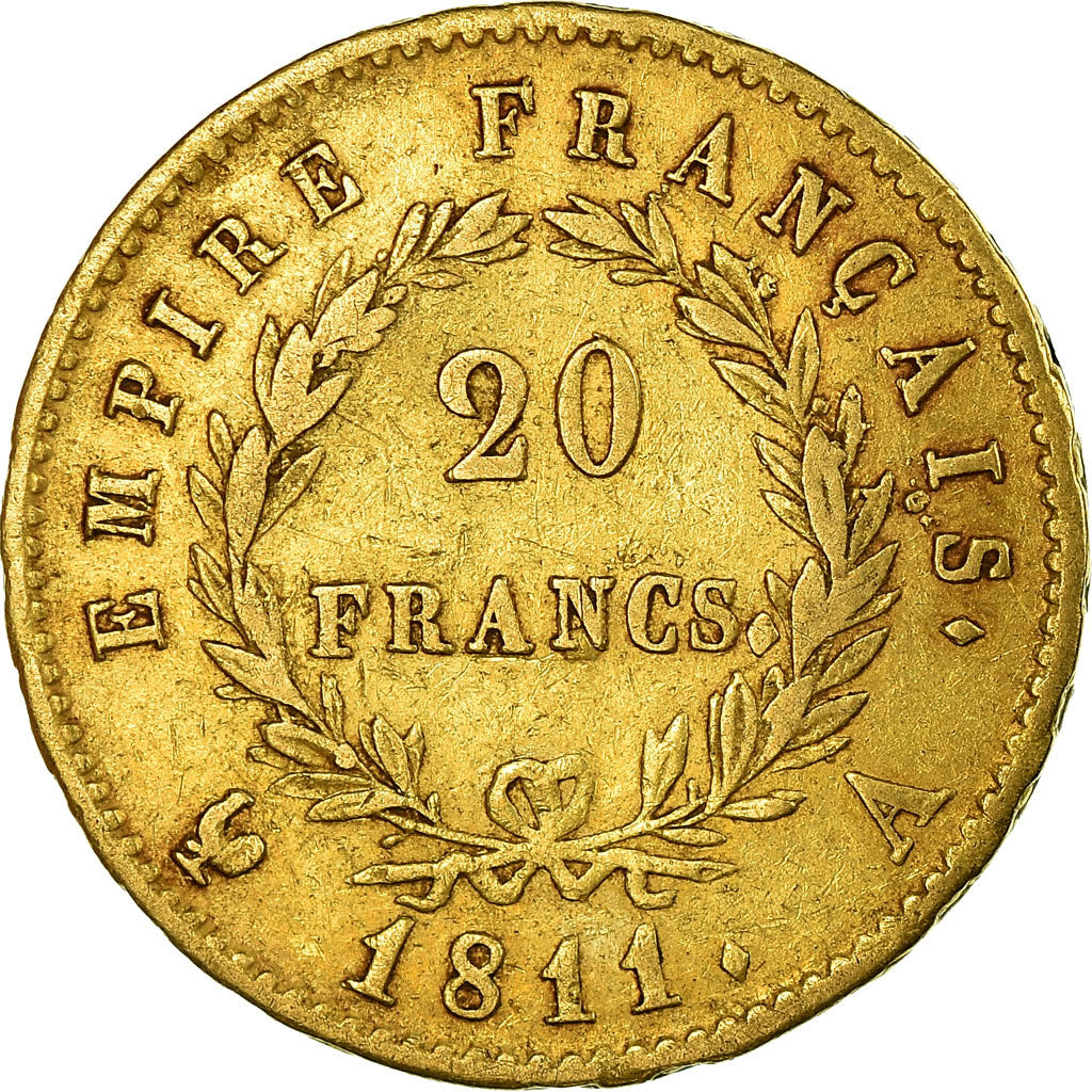 Moeda, França, Napoléon I, 20 Francs, 1811, Paris, EF(40-45), Dourado