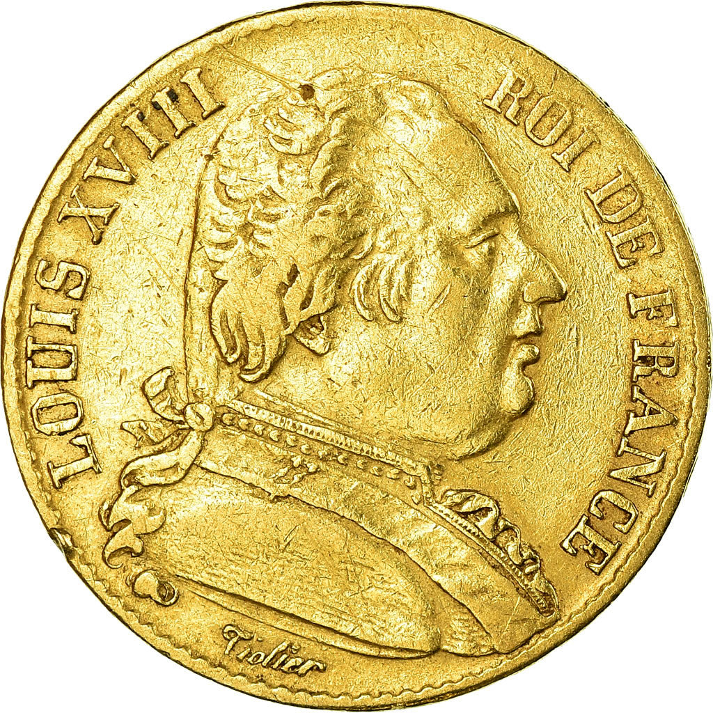 Munten, Frankrijk, Louis XVIII, 20 Francs, 1815, Paris, FR+, Goud, KM:706.1