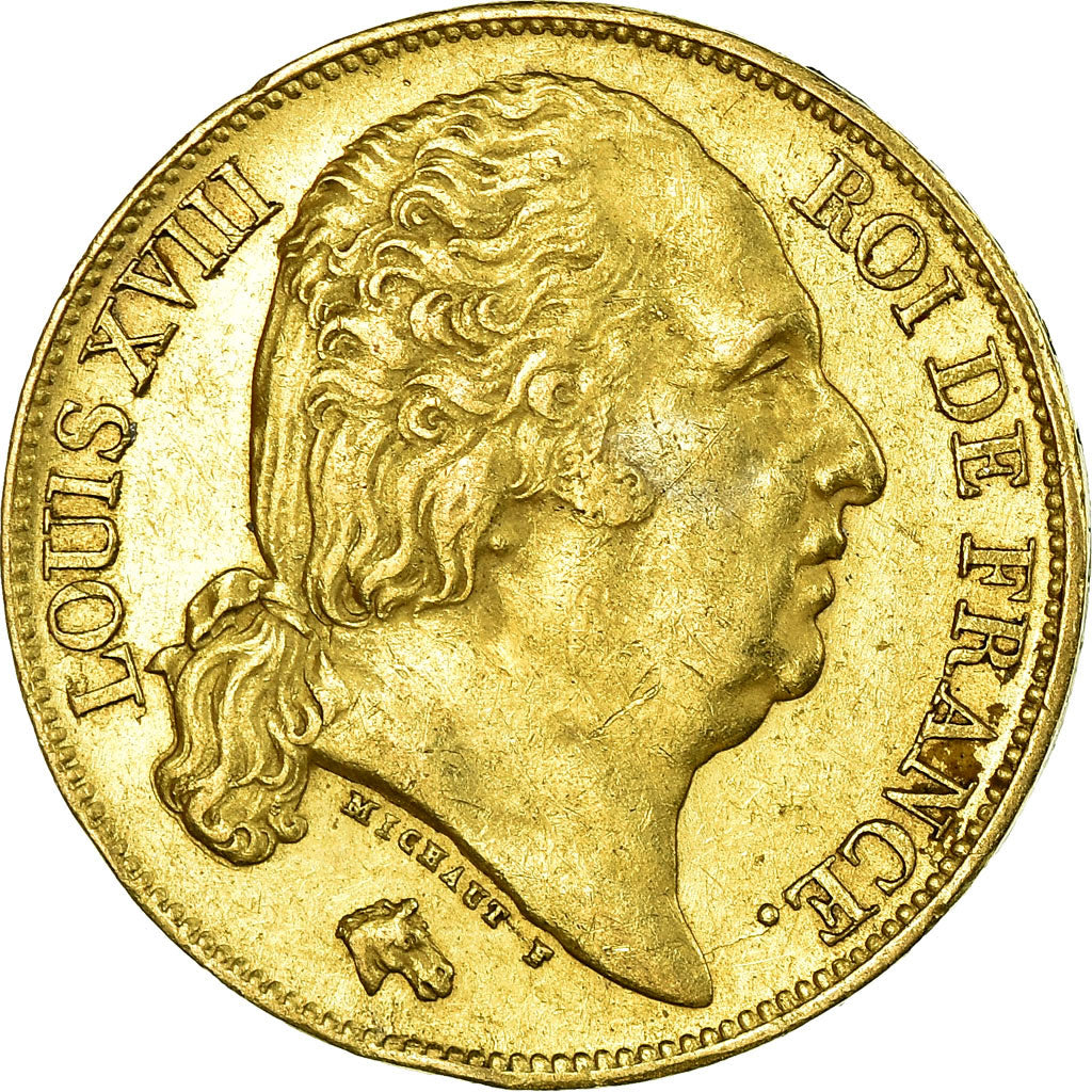 Coin, France, Louis XVIII, 20 Francs, 1817, Paris, AU(50-53), Gold, KM:712.1