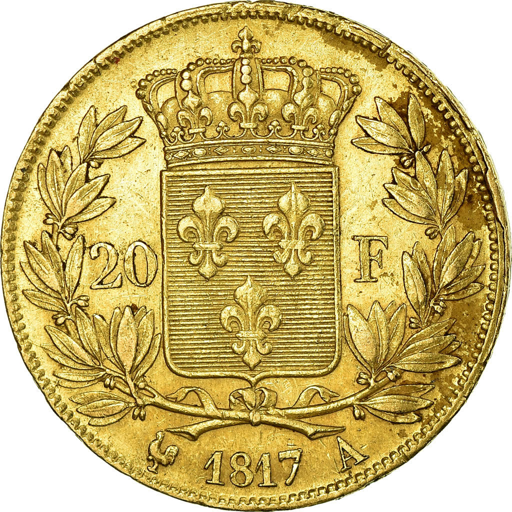 Coin, France, Louis XVIII, 20 Francs, 1817, Paris, AU(50-53), Gold, KM:712.1
