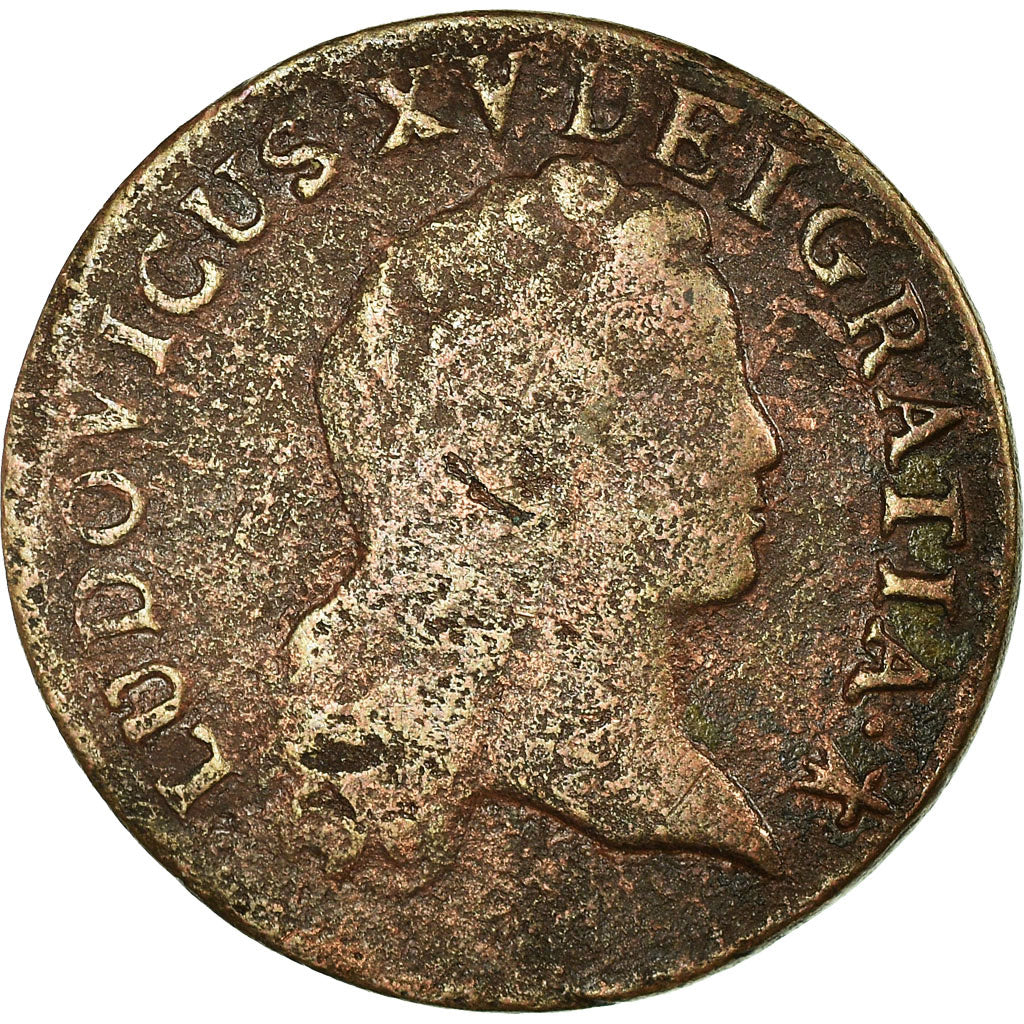Moneta, Francia, Louis XV, 1/2 Sol, 1720, Metz, B+, Rame
