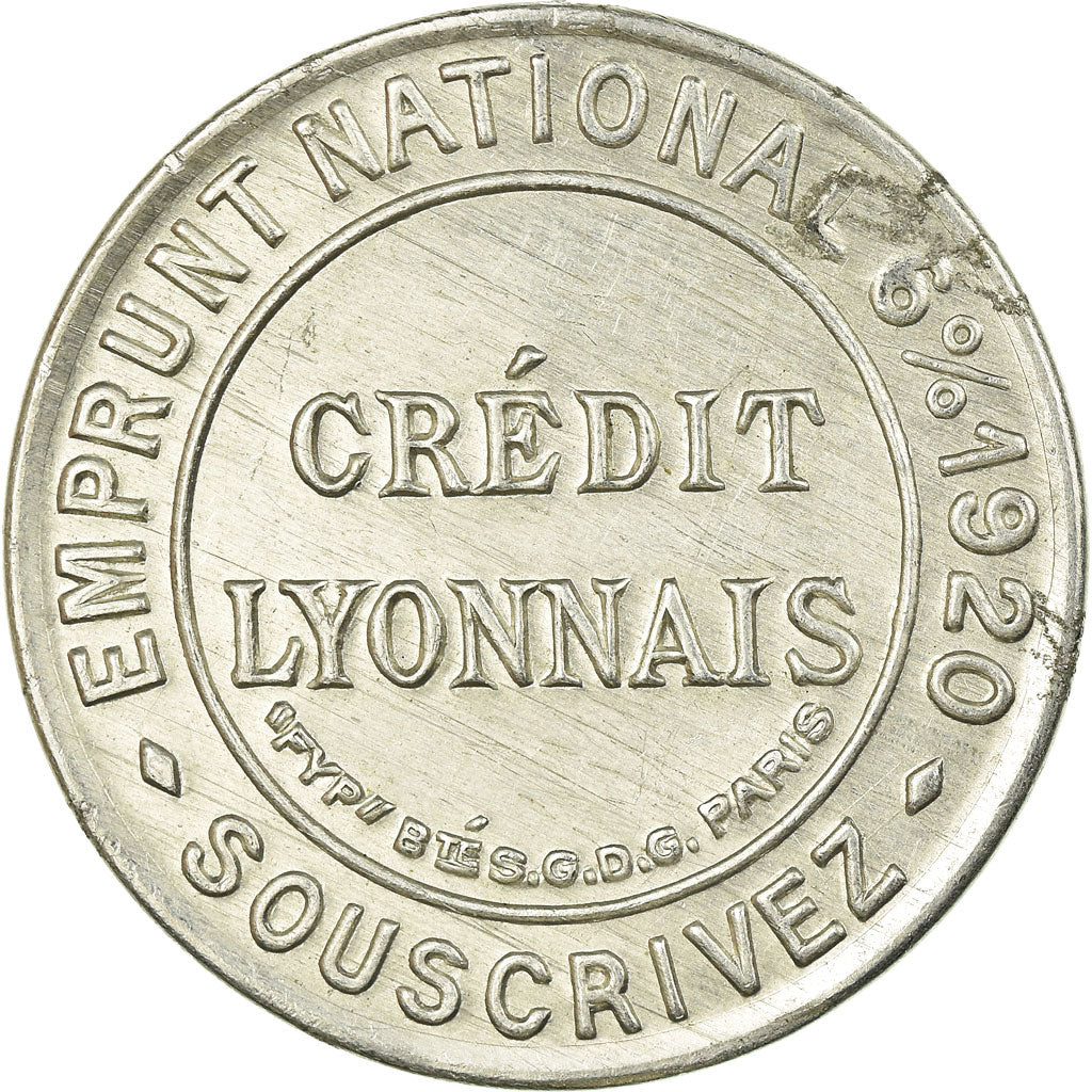 Munten, Frankrijk, Timbre-Monnaie, Crédit Lyonnais, Paris, 10 Centimes, ZF+