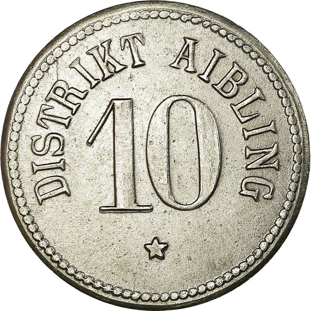 Coin, Germany, Distrikt Aibling, Aibling, 10 Pfennig, AU(55-58), Iron