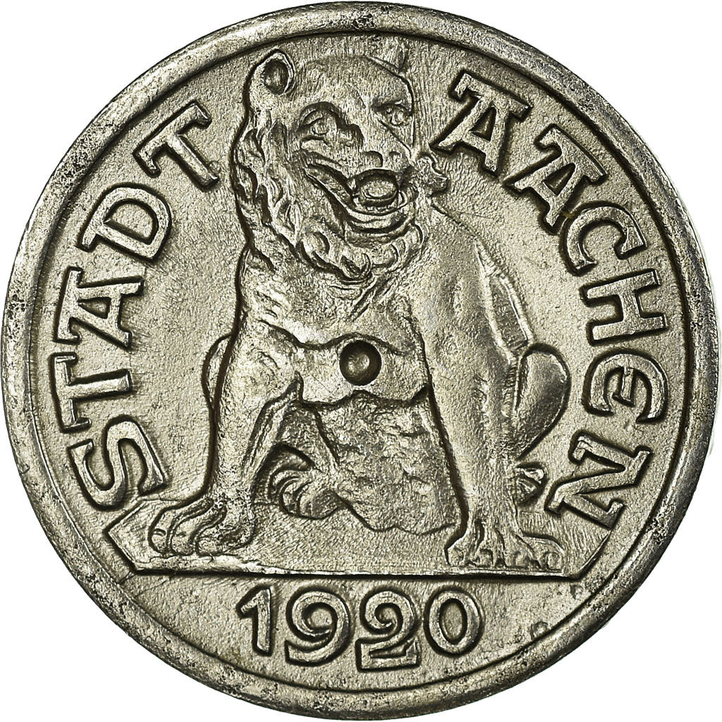 Moneta, Germania, Stadt Aachen, Notmünze, Aachen, 10 Pfennig, 1920, BB+, Ferro
