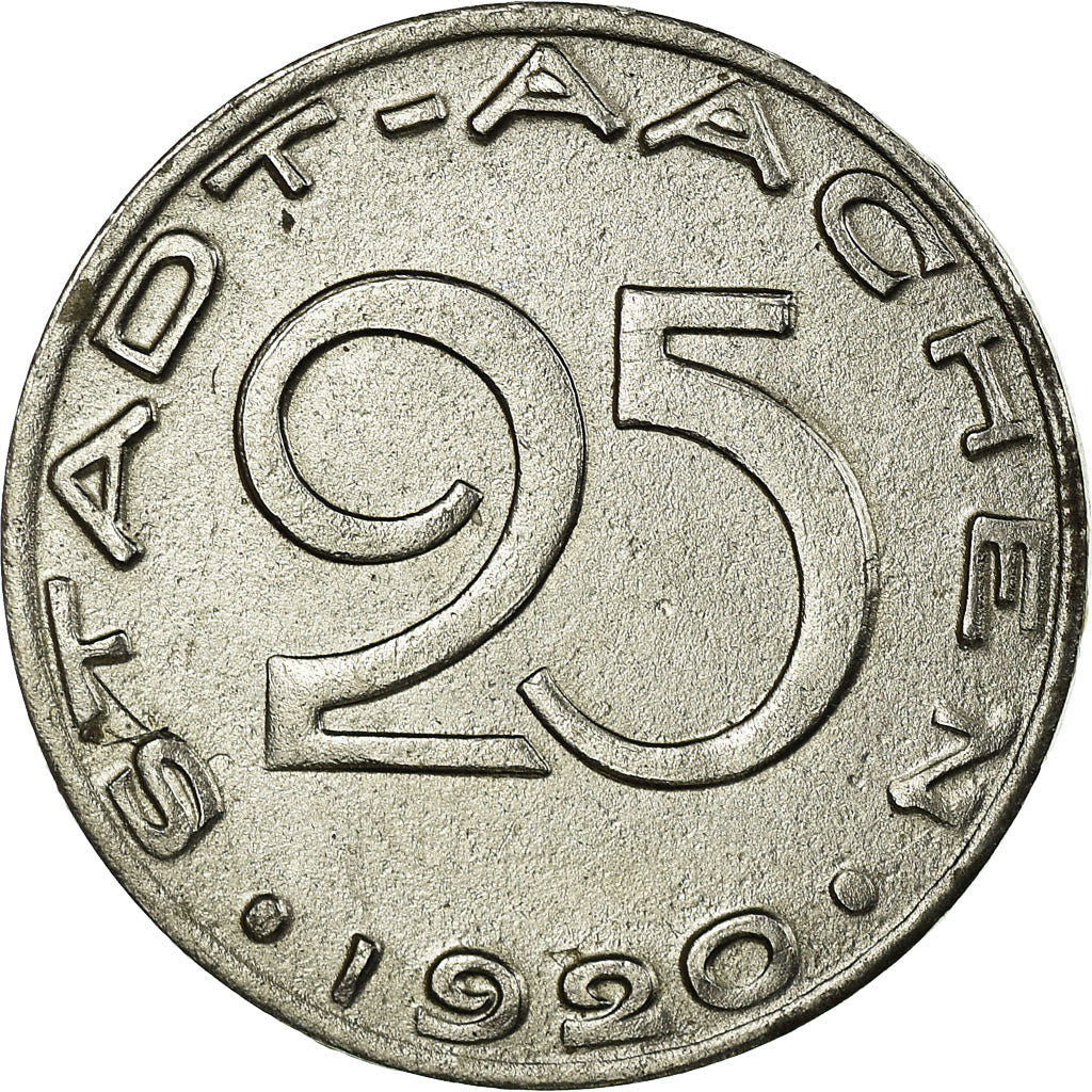 Moneta, Germania, Stadt Aachen, Aachen, 25 Pfennig, 1920, BB+, Ferro