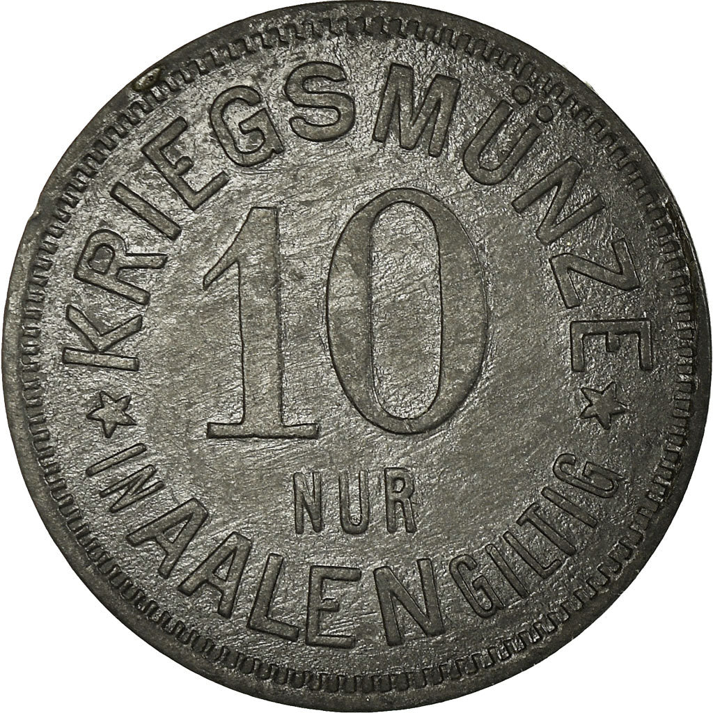 Coin, Germany, Stadtgemeinde Aalen, Kriegsmünze, Aachen, 10 Pfennig, 1917