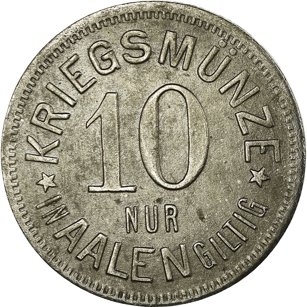 Moneta, Germania, Stadtgemeinde Aalen, Kriegsmünze, Aachen, 10 Pfennig, 1917