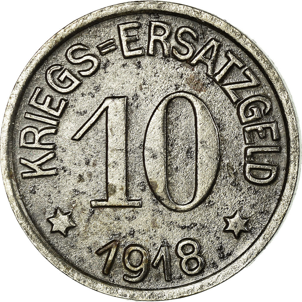 Moneta, Germania, Stadt Crefeld, Kriegs-Ersatzgeld, Crefeld, 10 Pfennig, 1918