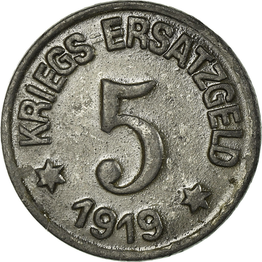 Münze, Deutschland, Stadt Crefeld, Kriegs-Ersatzgeld, Crefeld, 5 Pfennig, 1919