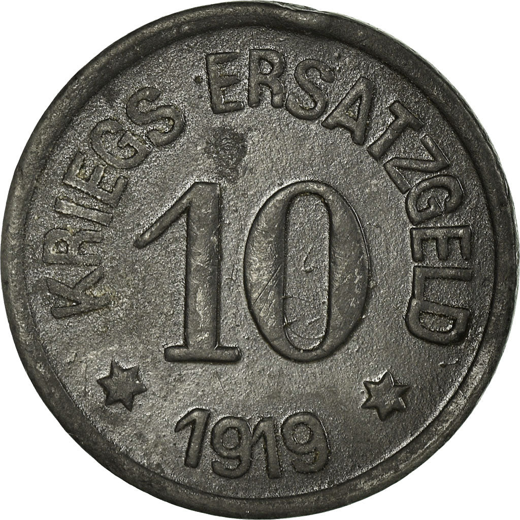 Coin, Germany, Stadt Crefeld, Kriegs-Ersatzgeld, Crefeld, 10 Pfennig, 1919