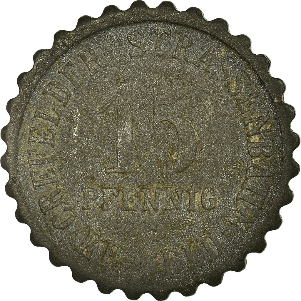 Moneta, Germania, Crefelder Strassenbahn, Kriegsgeld, Crefeld, 15 Pfennig, 1917