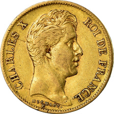 Moeda, França, Charles X, 40 Francs, 1830, Paris, VF(30-35), Dourado, KM:721.1