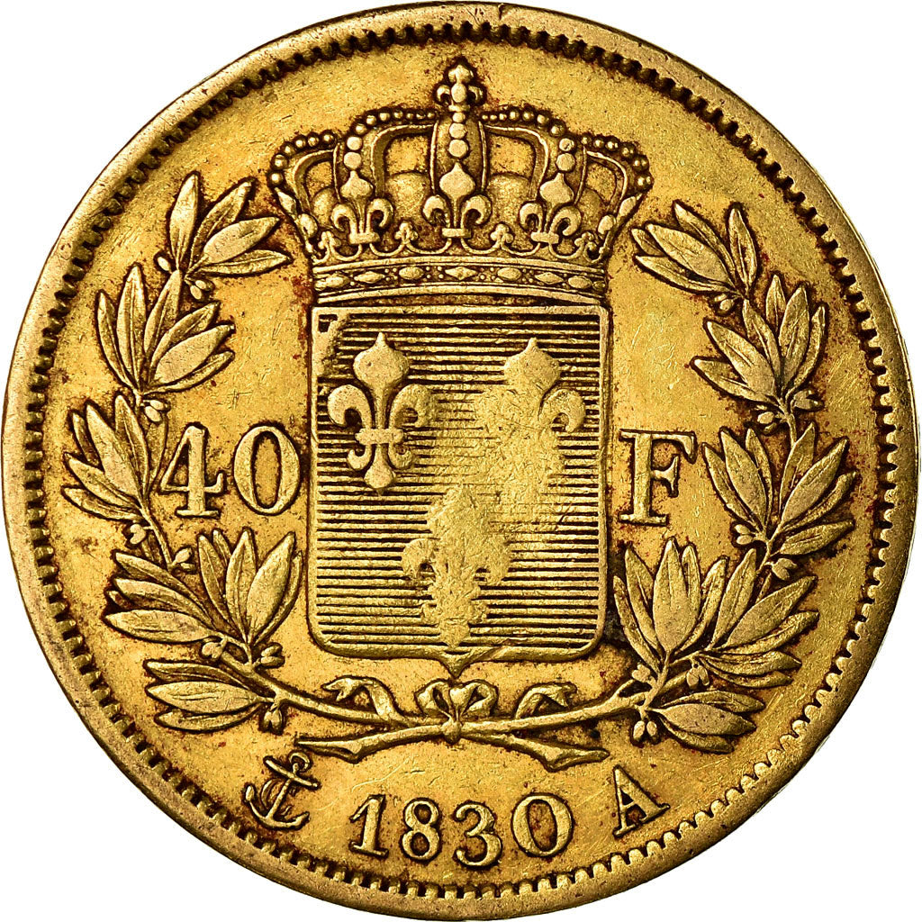 Moeda, França, Charles X, 40 Francs, 1830, Paris, VF(30-35), Dourado, KM:721.1