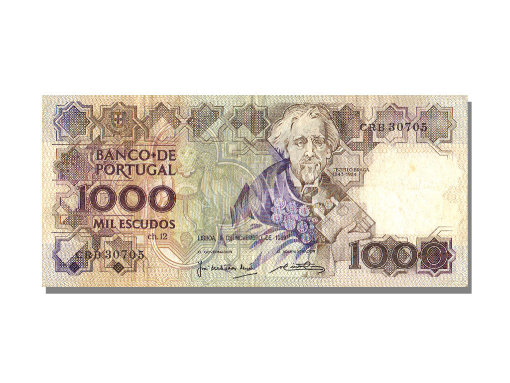 Portugal, 1000 Escudos, 1989, KM #181f, 1989-11-09, AU(55-58), CRB