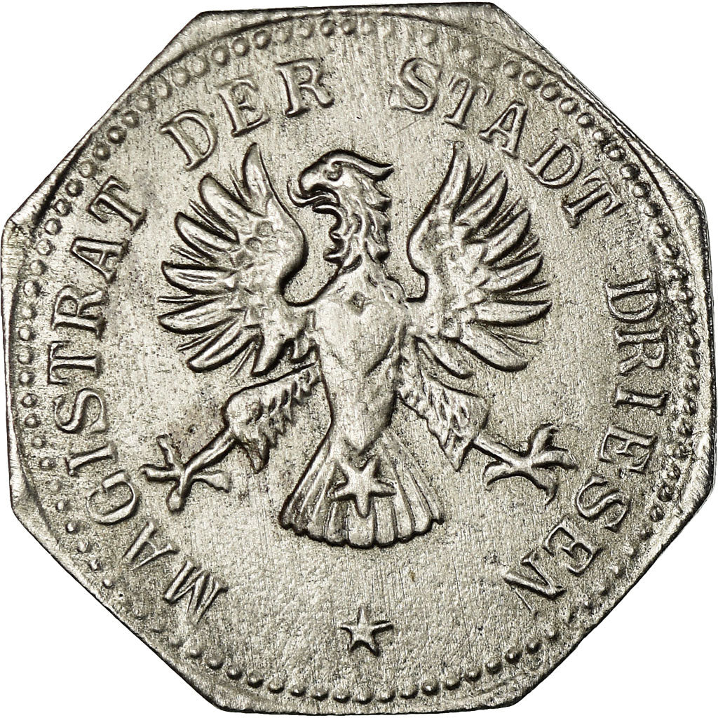 Moneda, Alemania, Magistrat der Stadt Driesen, Kleingeldersatzmarke, Driesen, 10