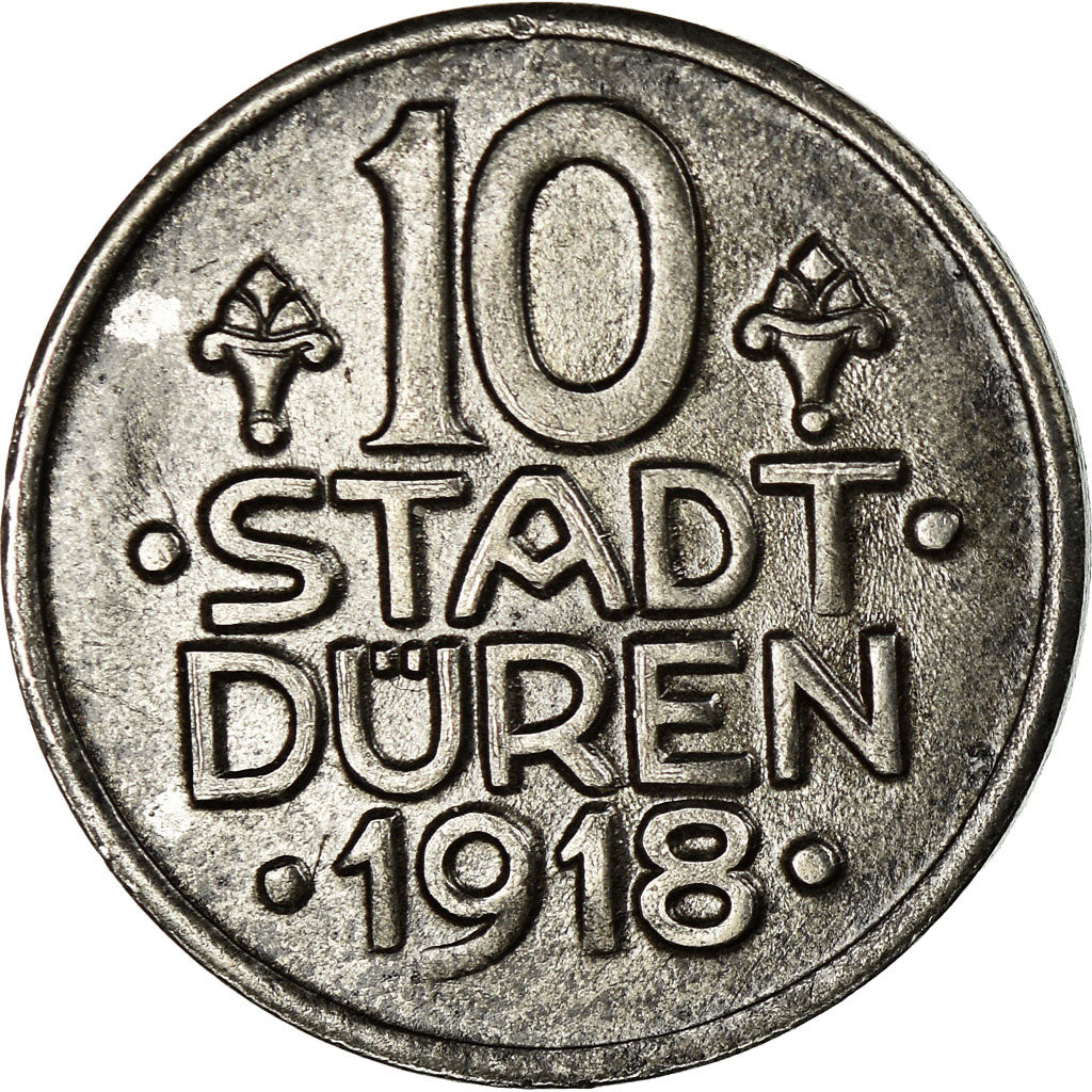 Coin, Germany, Stadt Düren, Düren, 10 Pfennig, 1918, AU(55-58), Iron