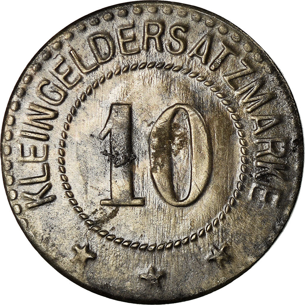 Coin, Germany, Kleingeldersatzmarke, Frankenhausen, 10 Pfennig, AU(50-53), Iron