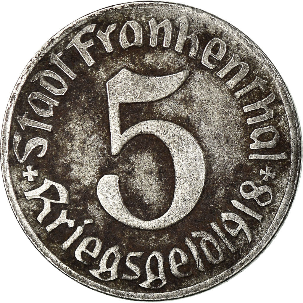 Coin, Germany, Stadt Frankenthal, Frankenthal, 5 Pfennig, 1918, EF(40-45), Iron