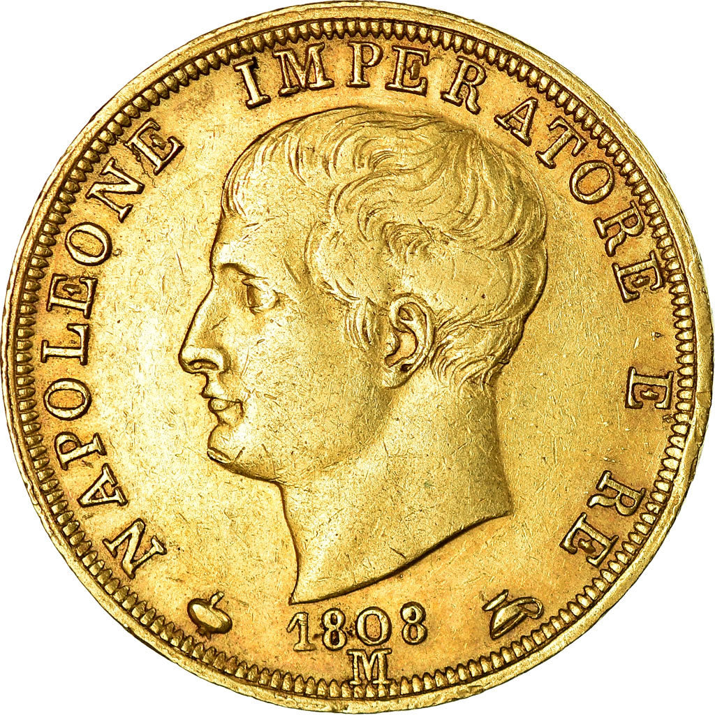 Moeda, ESTADOS ITALIANOS, KINGDOM OF NAPOLEON, Napoleon I, 40 Lire, 1808, Milan