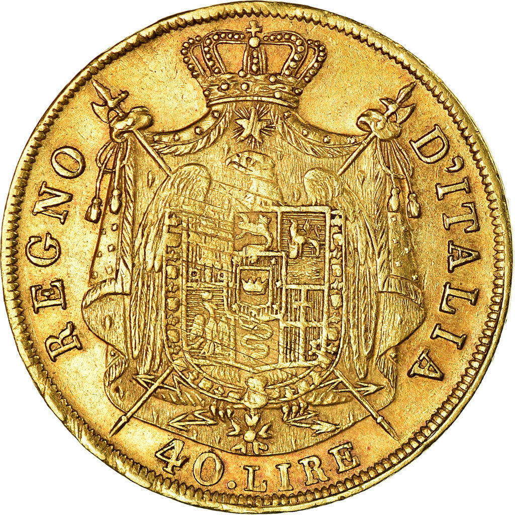 Moeda, ESTADOS ITALIANOS, KINGDOM OF NAPOLEON, Napoleon I, 40 Lire, 1808, Milan