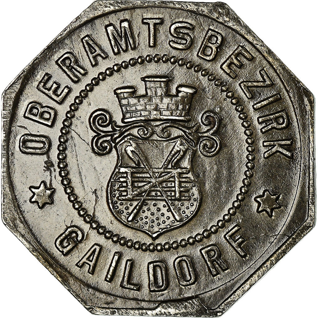 Coin, Germany, Oberamtsbezirk, Kriegsgeld, Gaildorf, 10 Pfennig, 1918