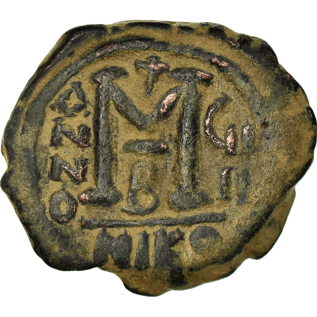 Munten, Justinus II, Follis, 572-573, Nicomedia, ZF, Koper, Sear:369